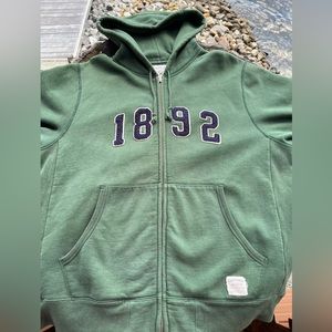 VINTAGE ABERCROMBIE & FITCH GREEN ZIP HOODIE UNISEX SIZE LARGE EUC